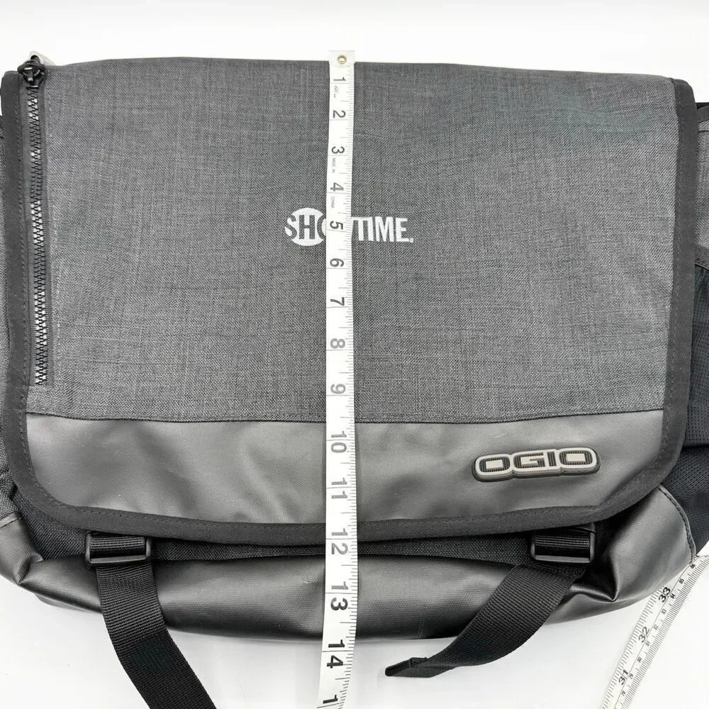 Ogio Charcoal Grey Canvas Sly Black Messenger Bag New Embroidered
